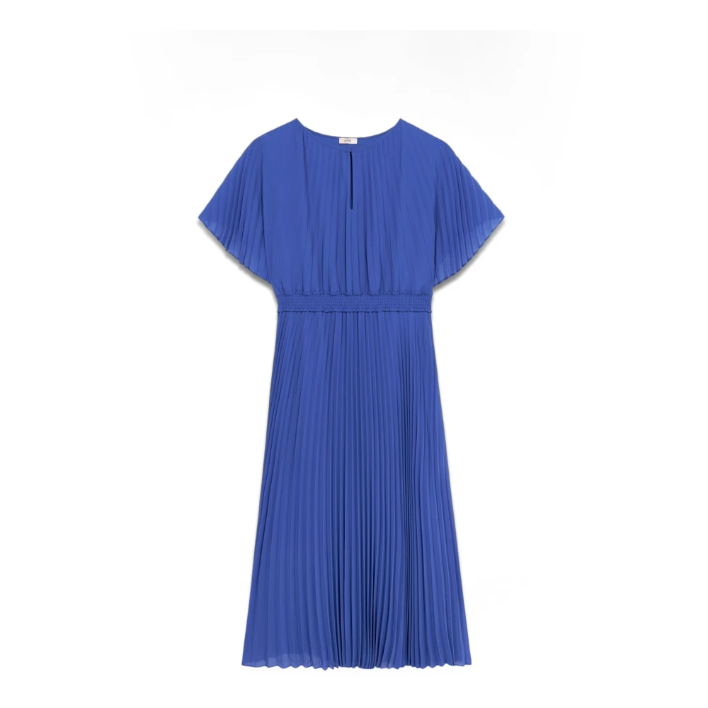 Oltre Geplooide Midi Jurk met Cut-Out Blue Dames