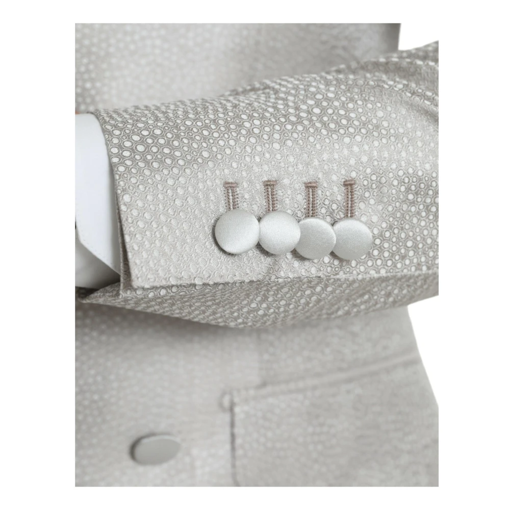Dolce & Gabbana Zijden Double-Breasted Blazer met Open Split White Heren