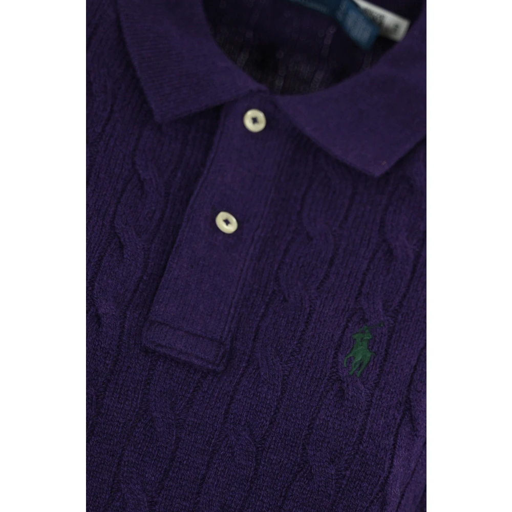 Polo Ralph Lauren Kasjmier Lange Mouw Gebreide Polo Purple Dames