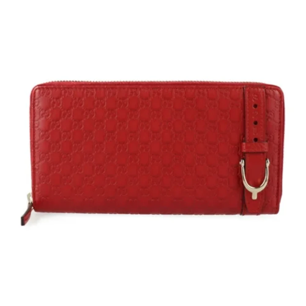 Gucci Vintage Tweedehands rode Gucci leren portemonnee Red Dames