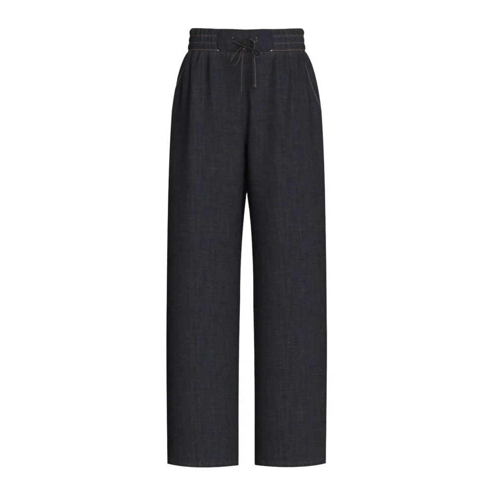 Emme Di Marella Women's Blue Wide Trousers, 2XS, Fingere Wide Trousers