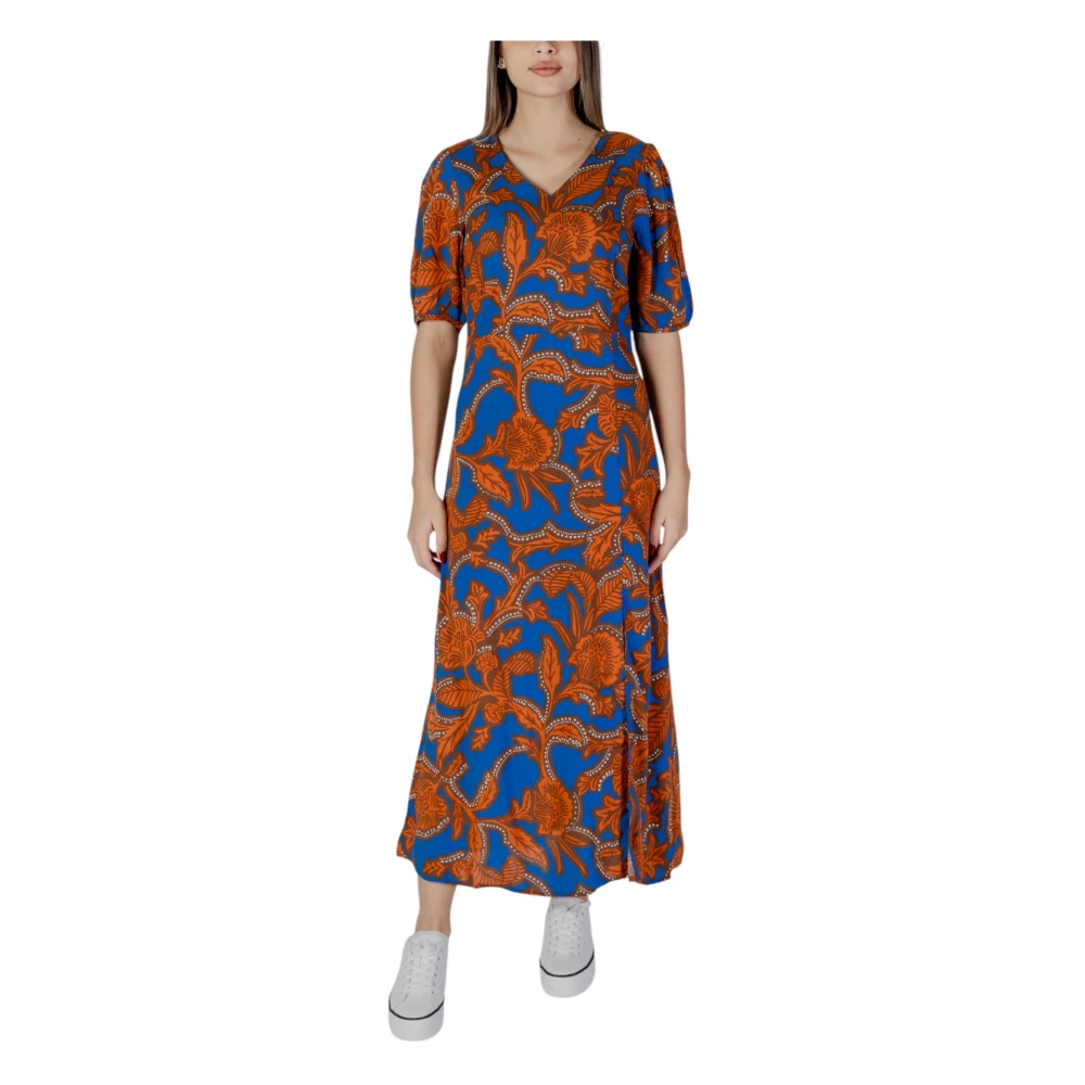 B.young Women's Multicolor Maxi Dresses, Xs, Blue Floral Print Maxi Dress