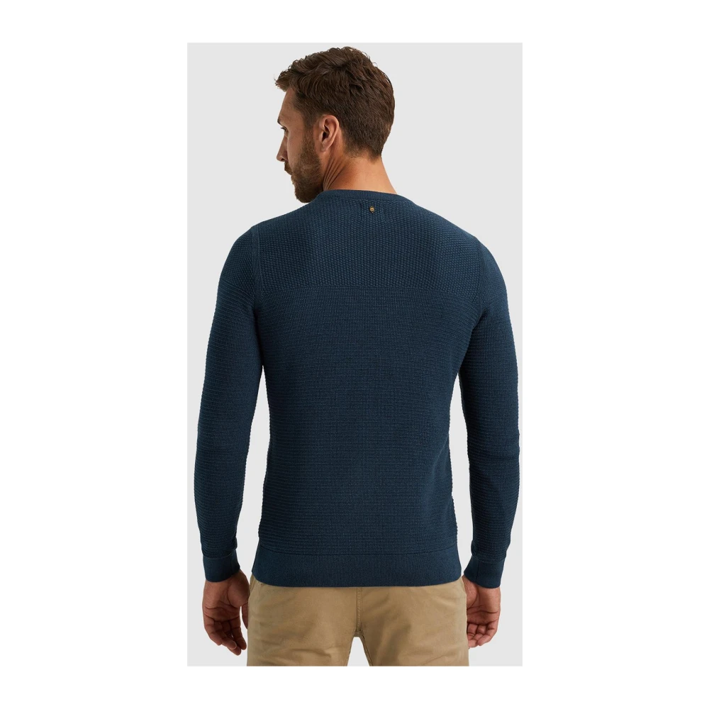 PME Legend Gestructureerde Katoenen Trui Ronde Hals Blue Heren