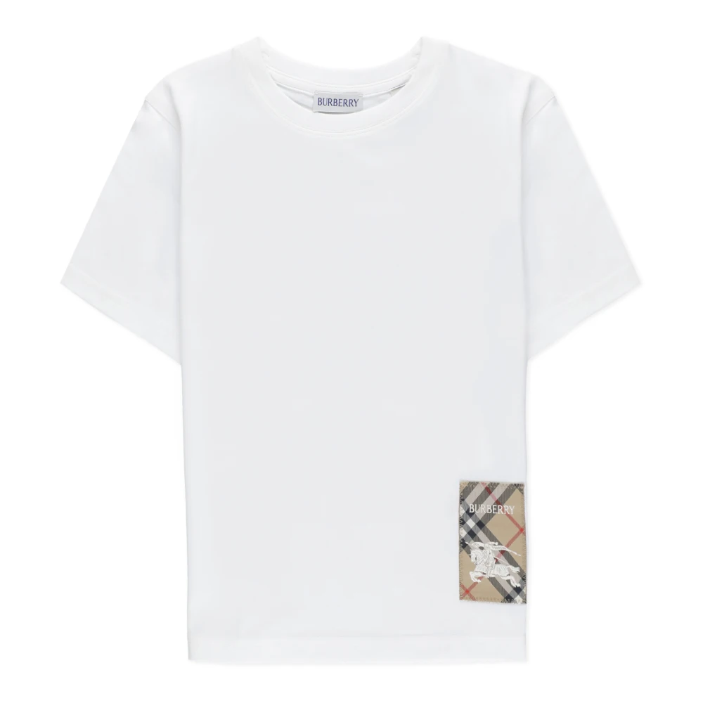 Burberry Barn Vit T-shirt med Logo Patch White, Pojke