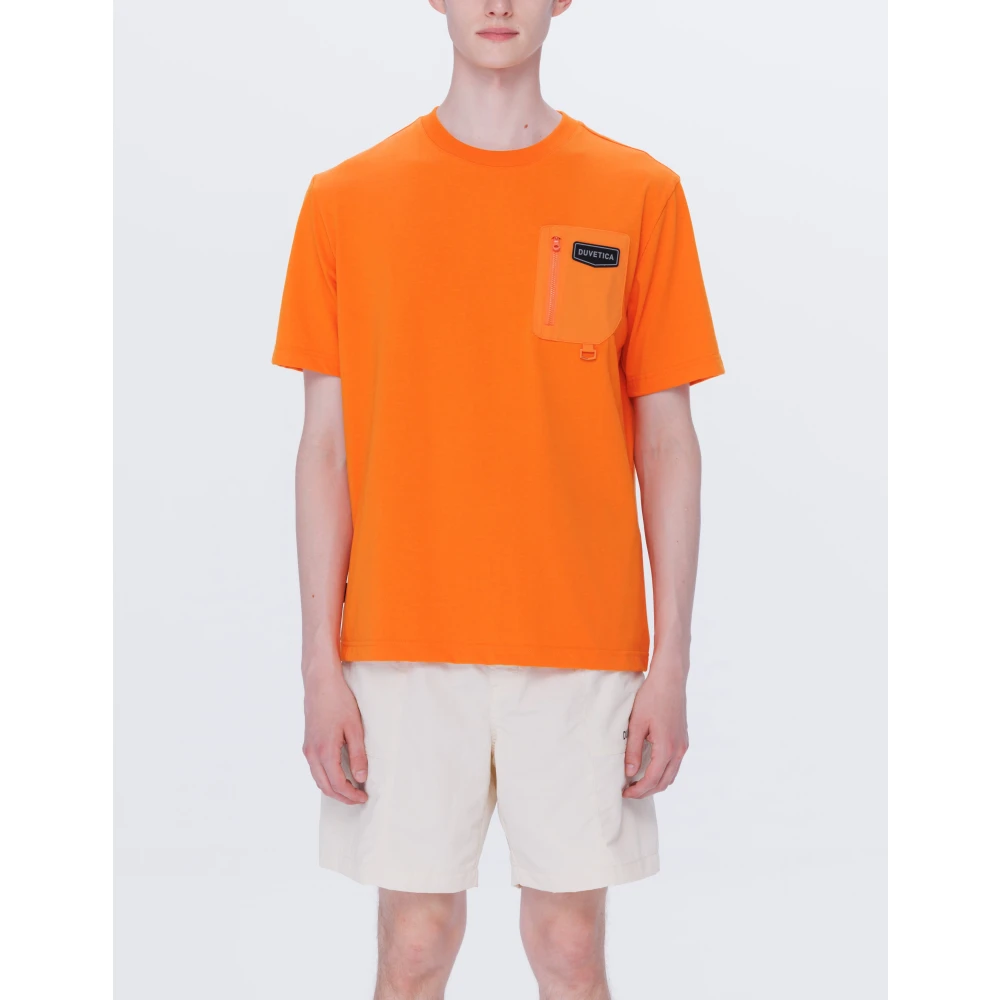 duvetica Oranje Vrijetijds T-shirt met Voorzak Orange Heren
