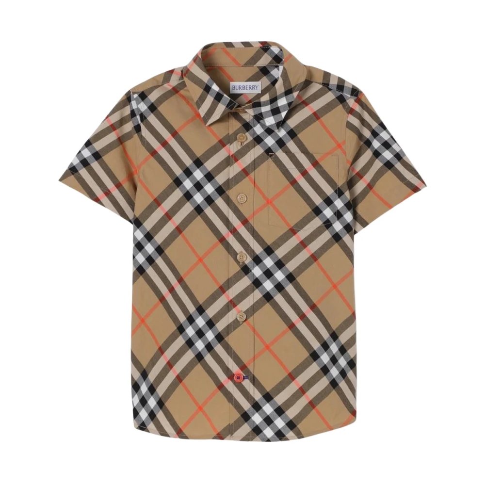 Burberry Unisex Beige Plaid Short Sleeve Shirt