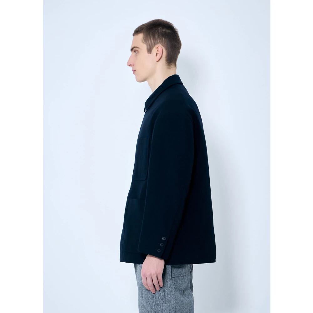 visvim Wol Linnen Blend Geweven Jas Blue Heren