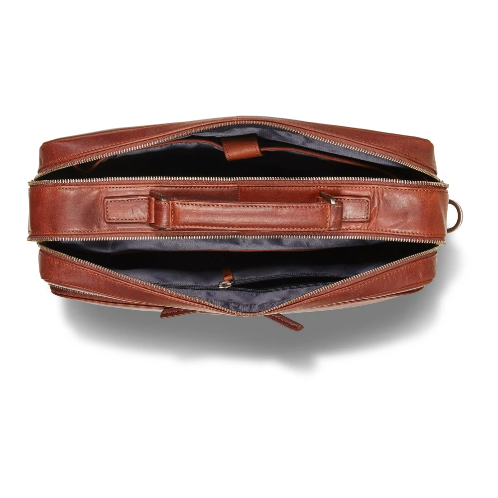 Howard London Bruin Leren Laptop Zakelijke Tas Brown Heren