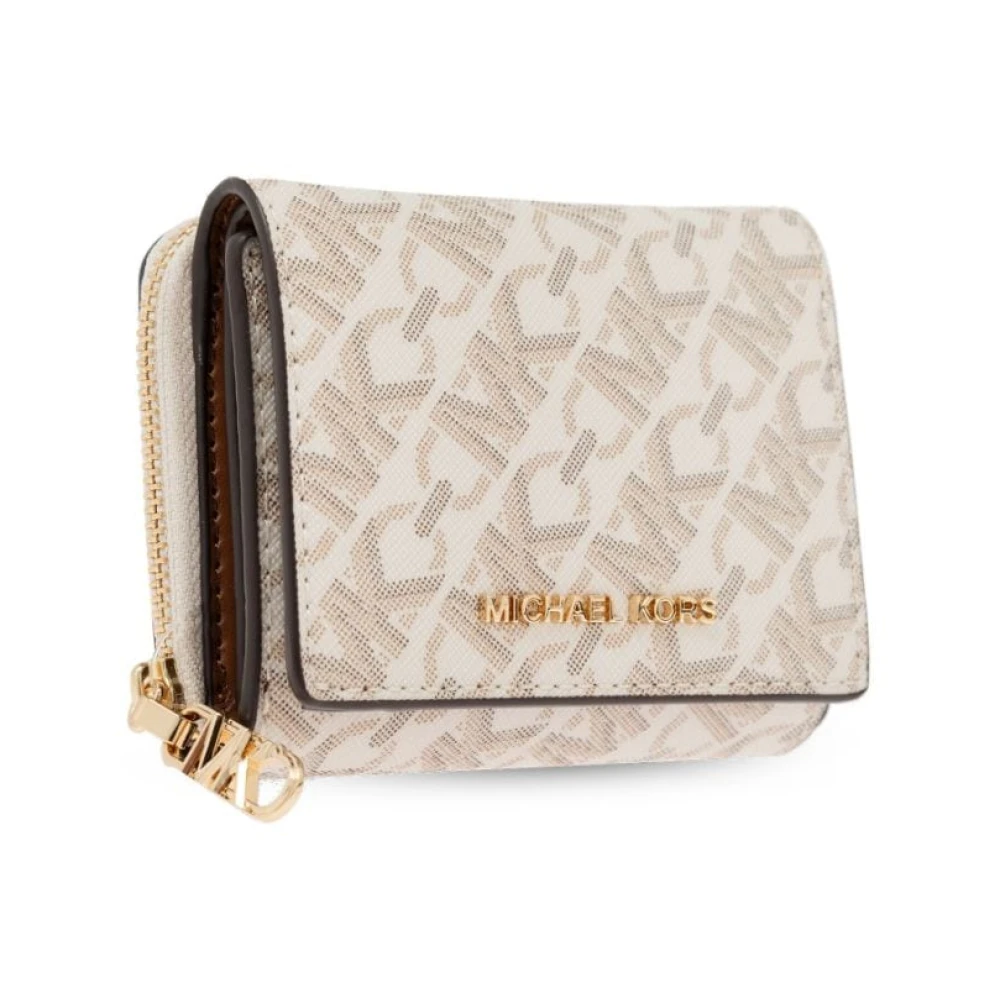 Michael Kors Stijlvolle Logo Print Portemonnee Beige Dames
