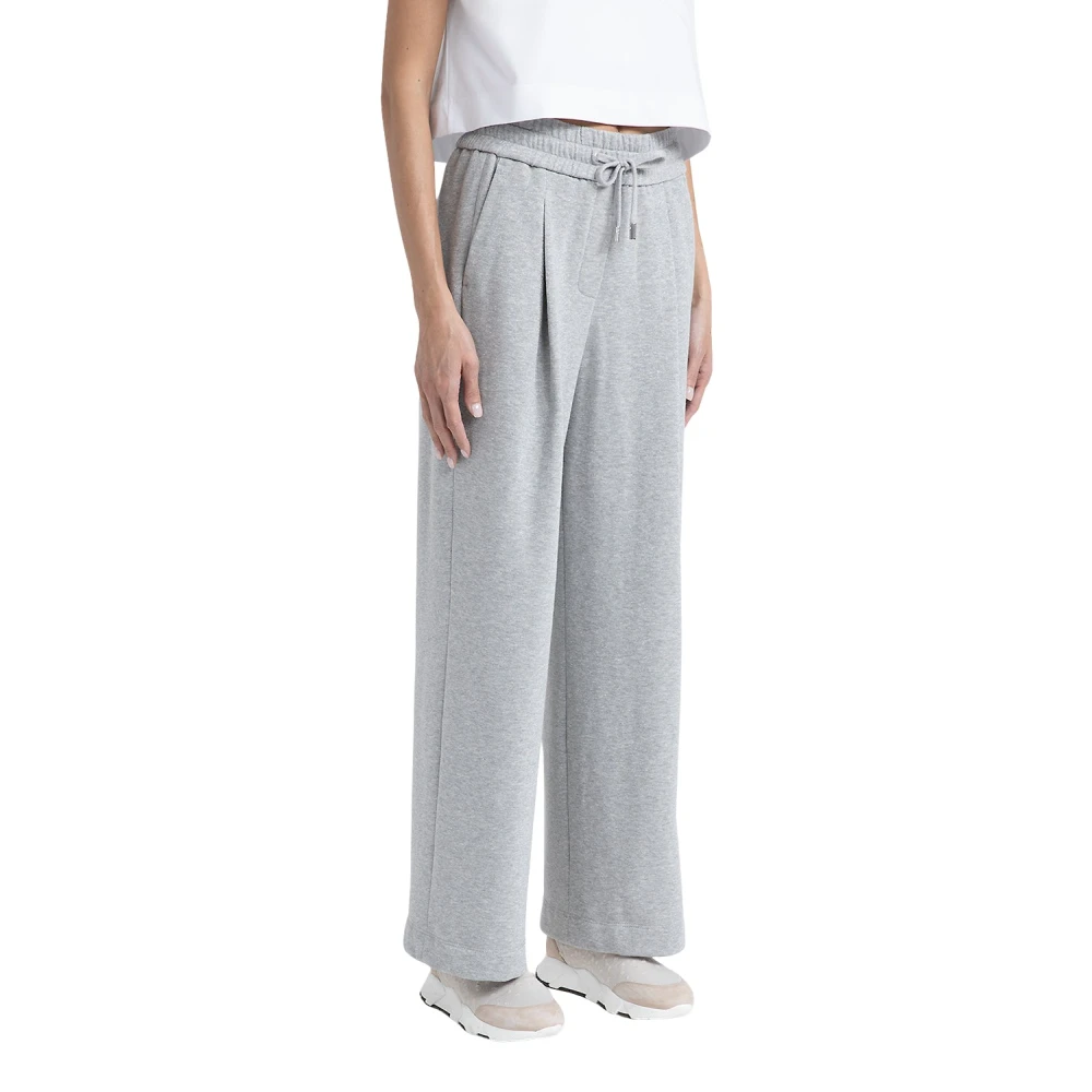 PESERICO Katoenen Lurex fleeceb broek Gray Dames