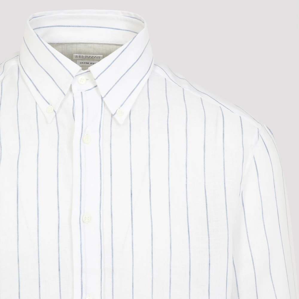 BRUNELLO CUCINELLI Wit Linnen Overhemd Elegante Stijl White Heren
