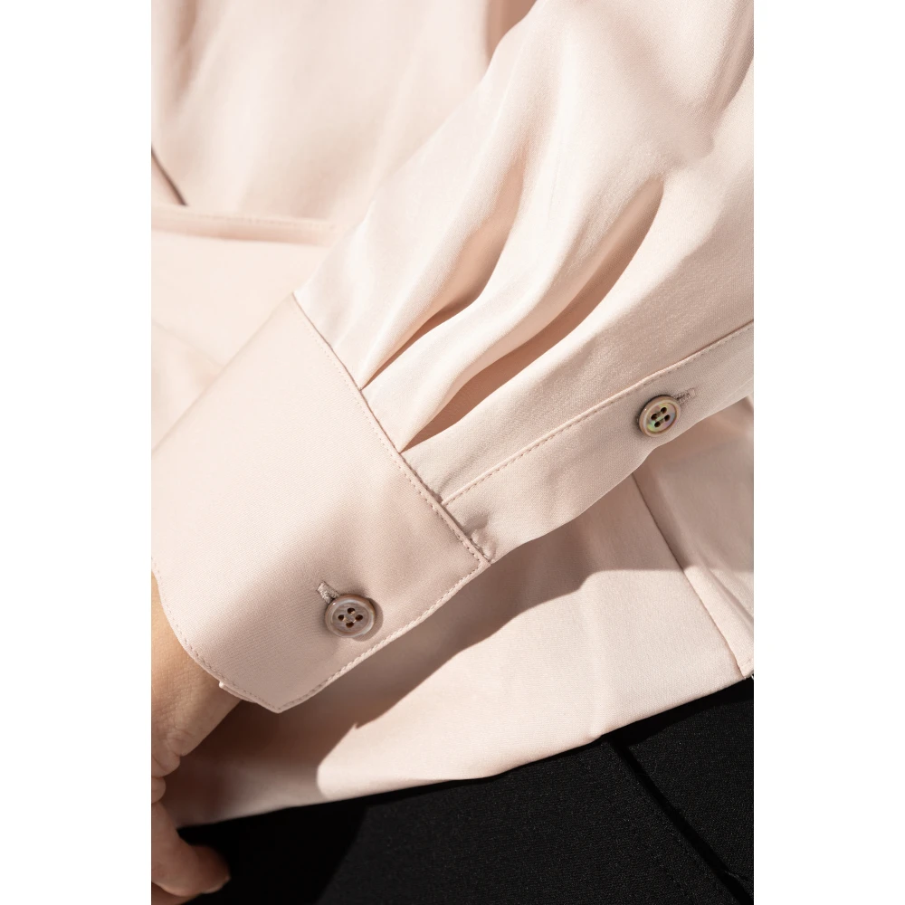 Theory Zijden V-hals top Pink Dames