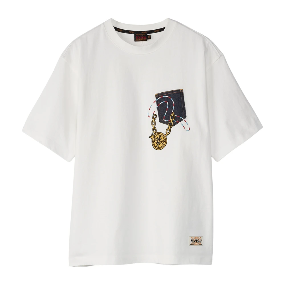Evisu Wit Katoen Regular Fit T-Shirt White Heren