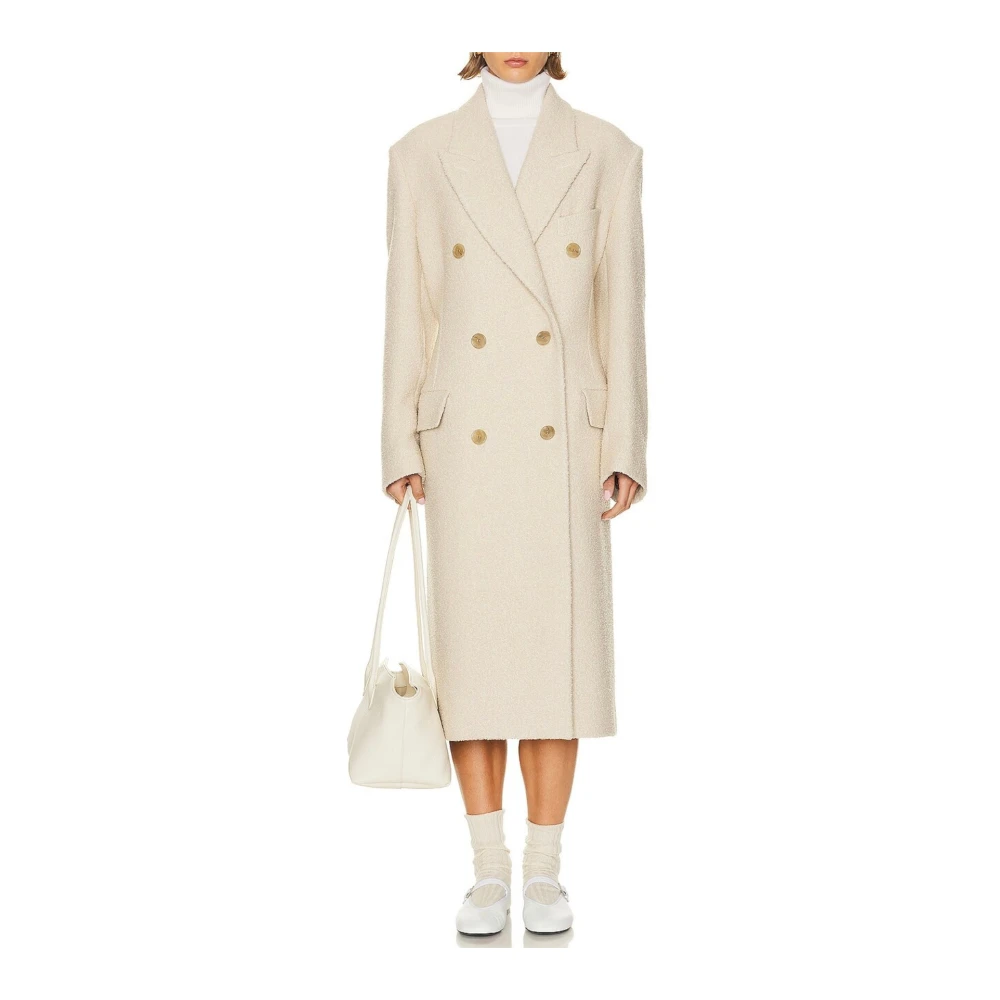 Acne Studios Witte Wol Double-Breasted Jas White Dames