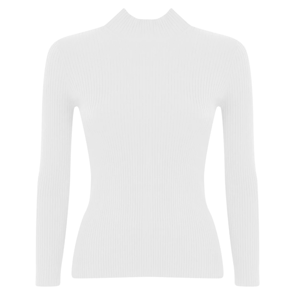 Twinset Geribbelde trui met hoge hals White Dames