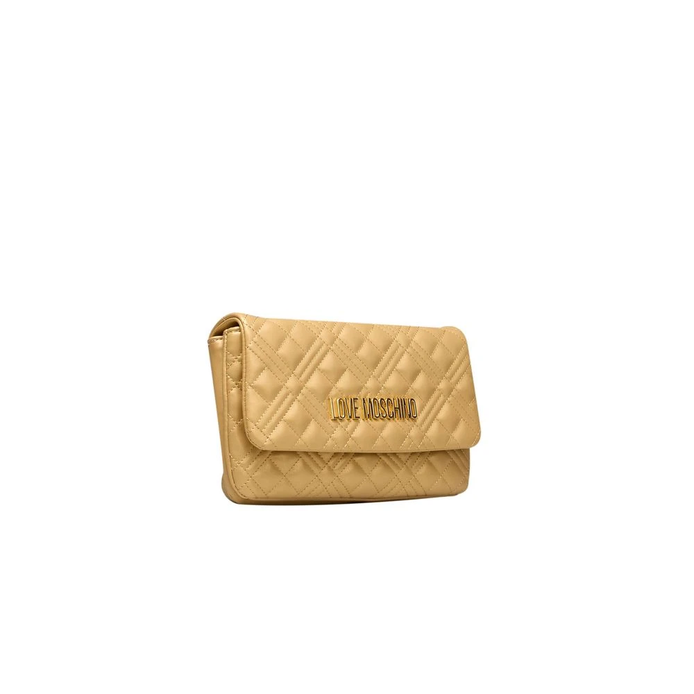 Love Moschino Gouden Crossbody Tas met Klep Sluiting Yellow Dames
