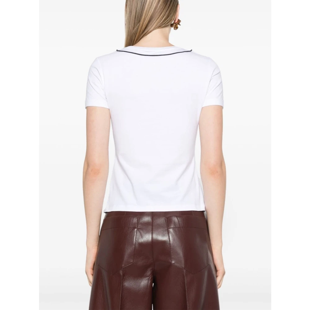 Emporio Armani Wit Katoenmix Logo T-shirt White Dames