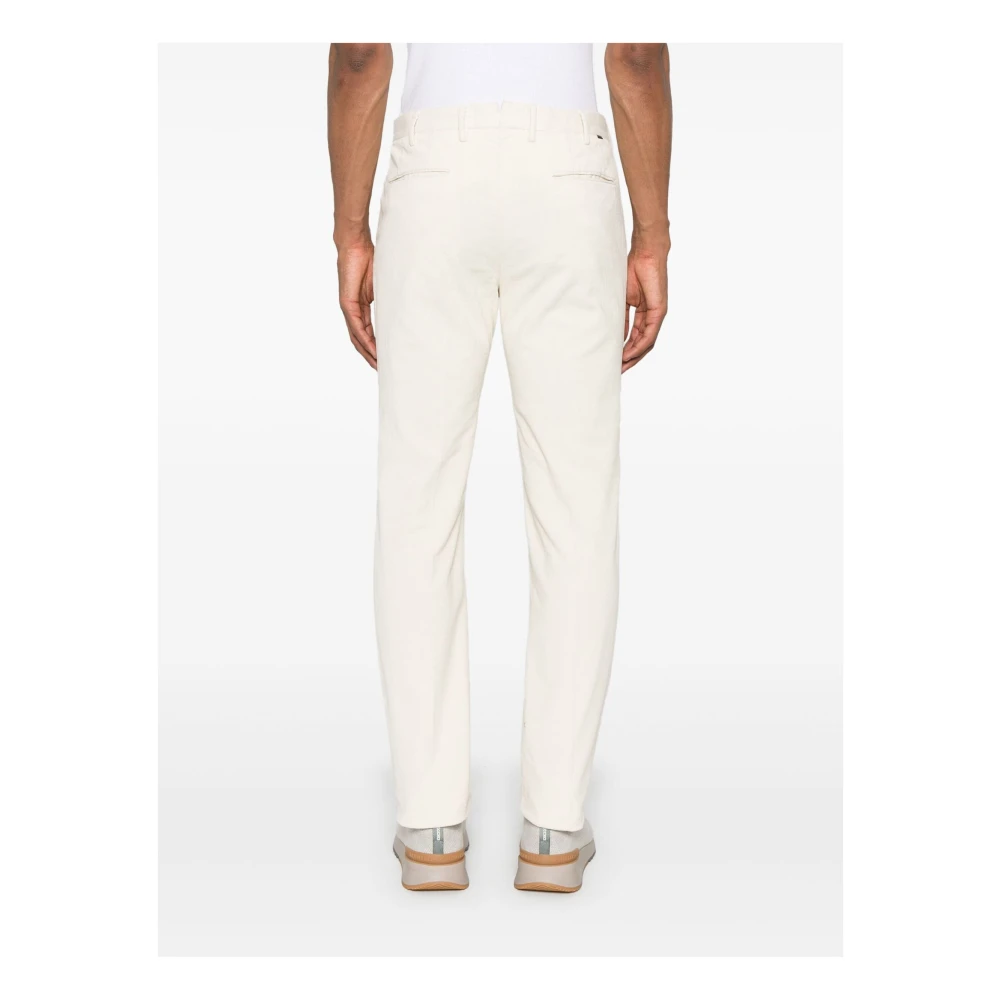 Incotex Witte Corduroy Broek Slim Fit White Heren