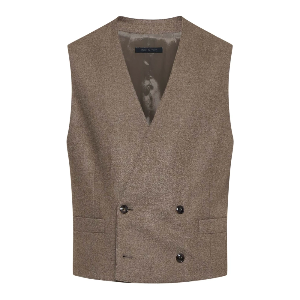 Giorgio Armani Dubbelrijige vest in taupe grijs Brown Heren