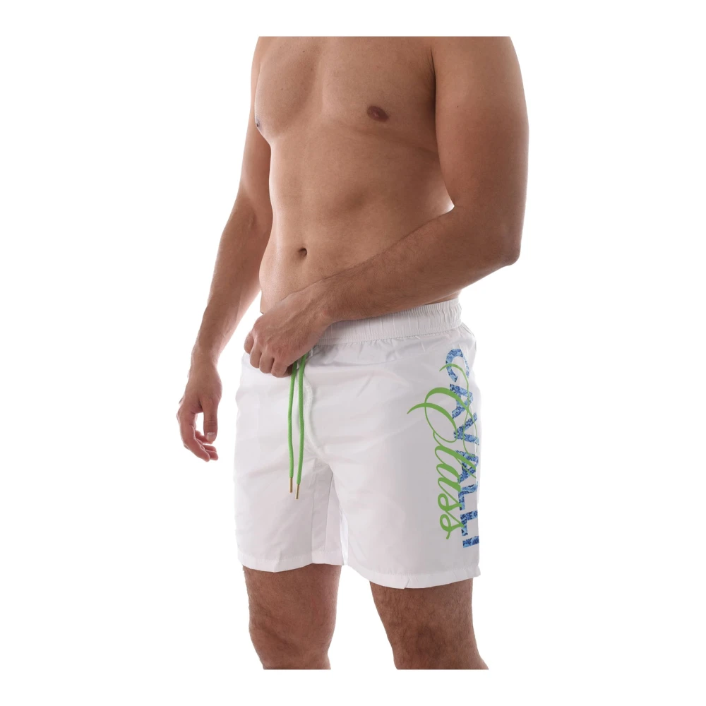 Cavalli Class Kleurrijke Zijlogo Zwemshorts White Heren