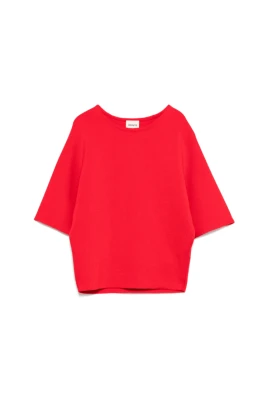 Röd Crew Neck Topp
