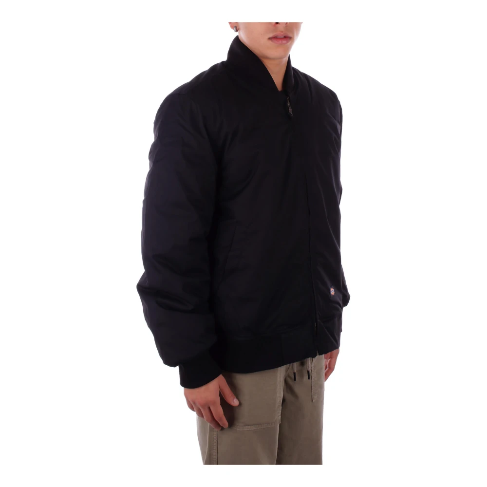 Dickies Zwarte Logo Front Zip Jas Black Heren