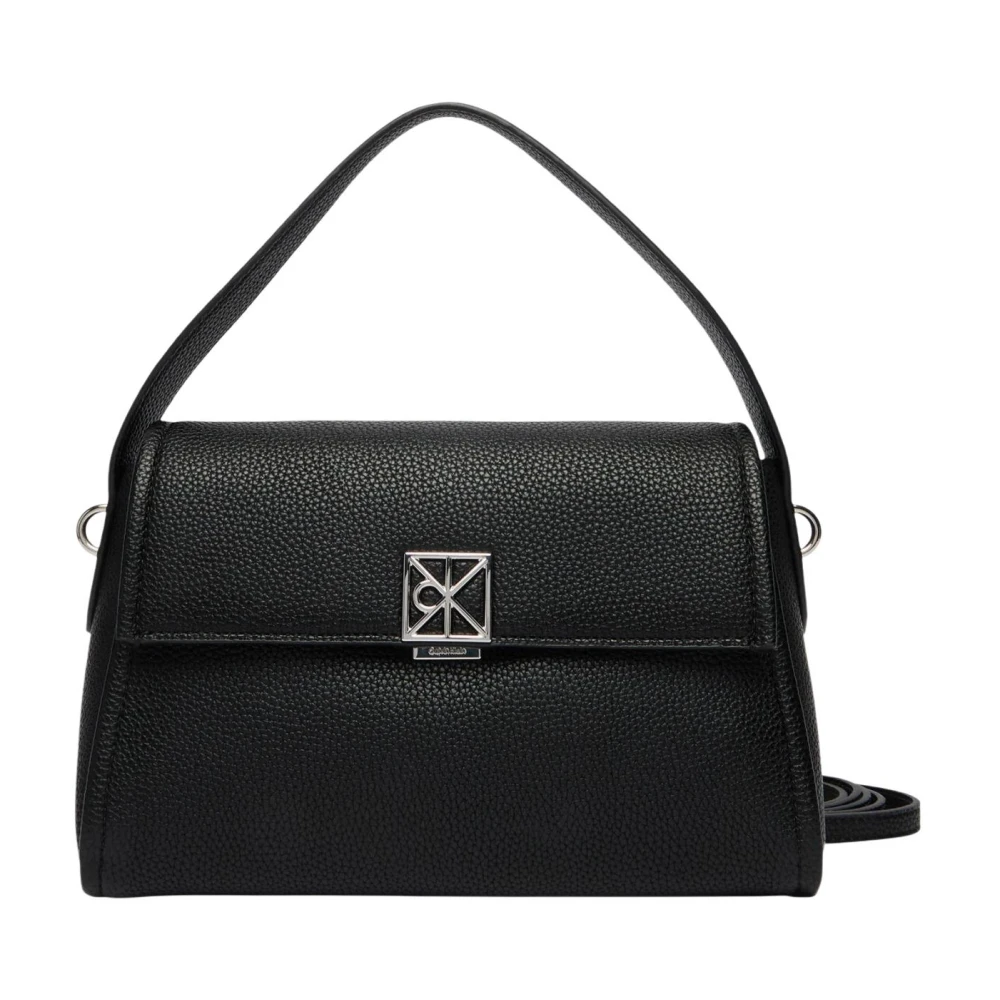 Calvin Klein Women's Black Handbags, One Size, Emblem Hw Pebble Shoulder 25