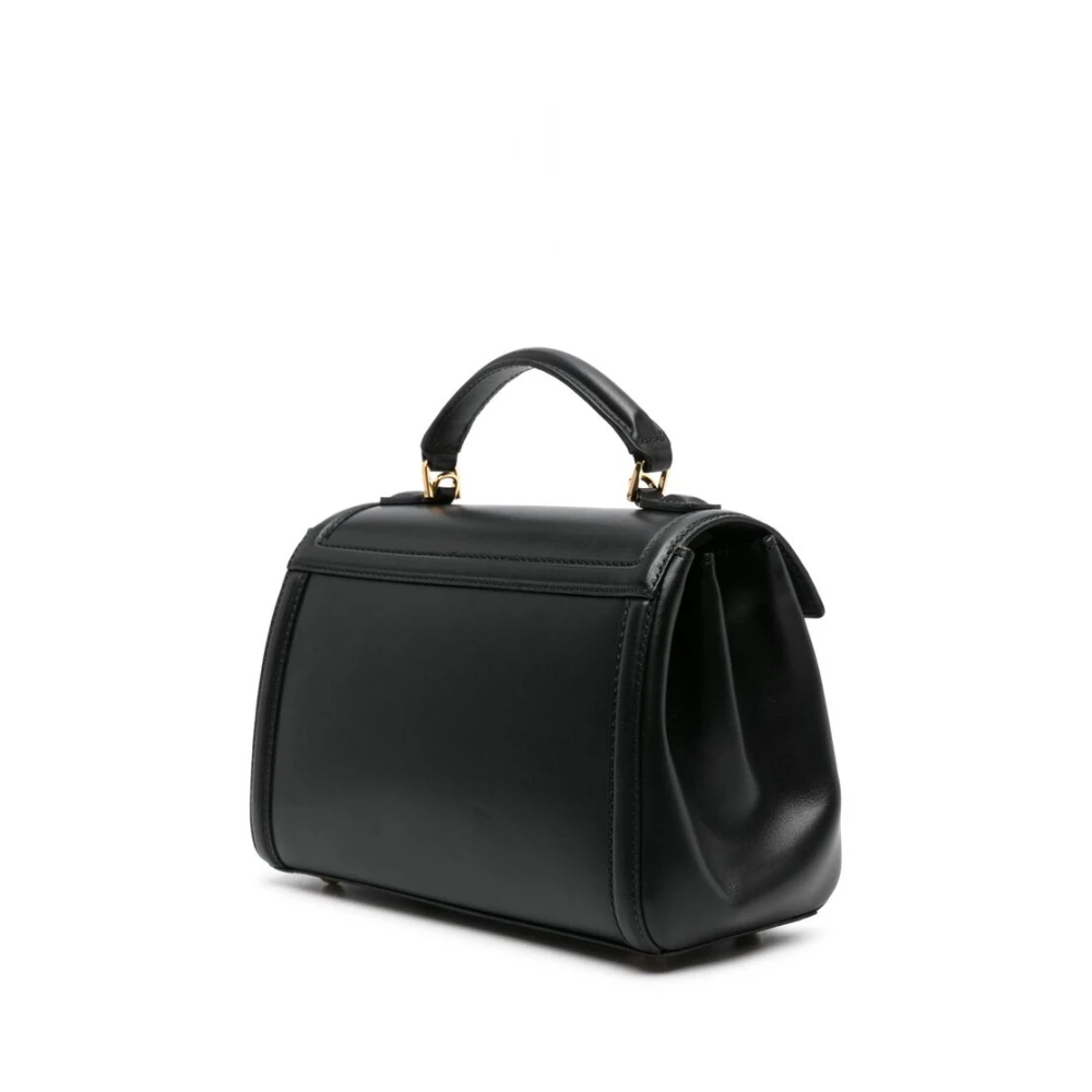 DeMellier Zwarte leren schoudertas met logo Black Dames