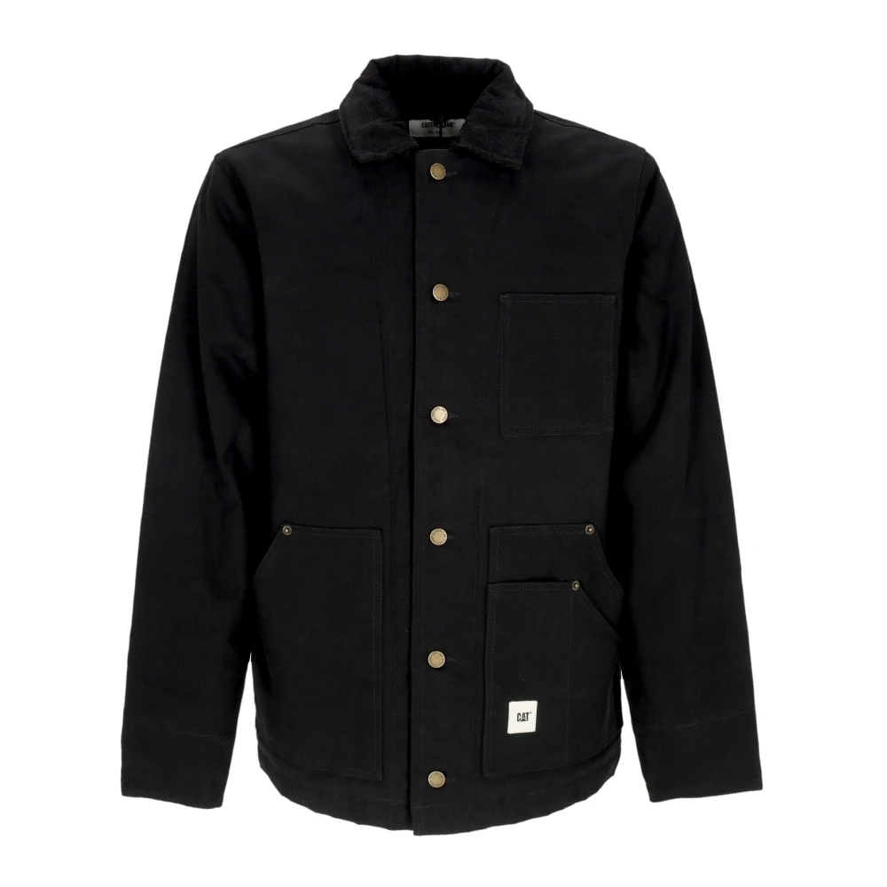 Cat Men's Black Light Jackets, Xl, Canvas Workwear Jacket With Velvet Collar