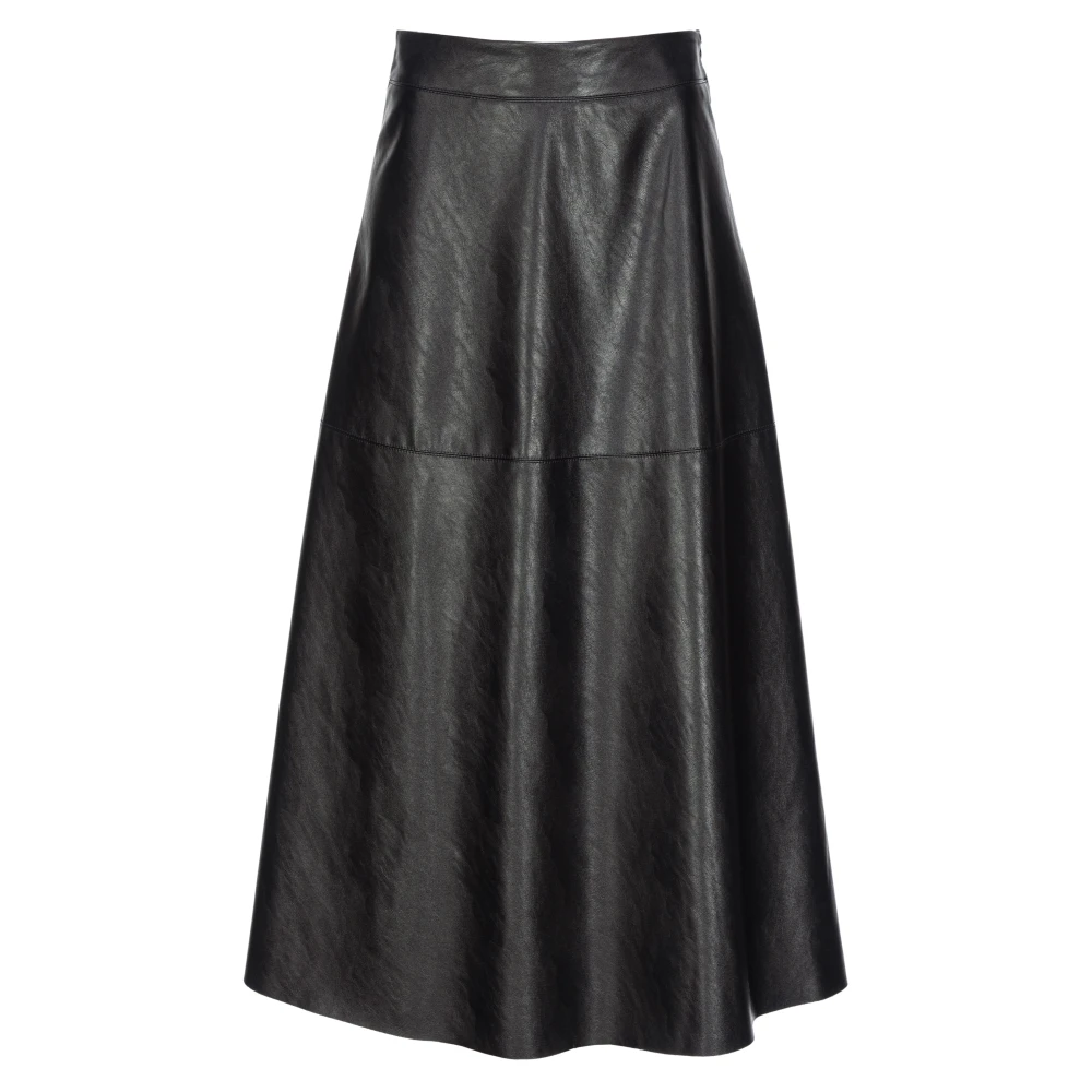 Pinko Midi Uitlopende Rok van Imitatieleer Black Dames