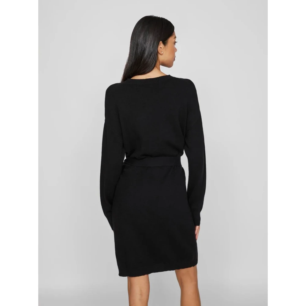 Vila Jurk met lange mouwen en tailleband Black Dames