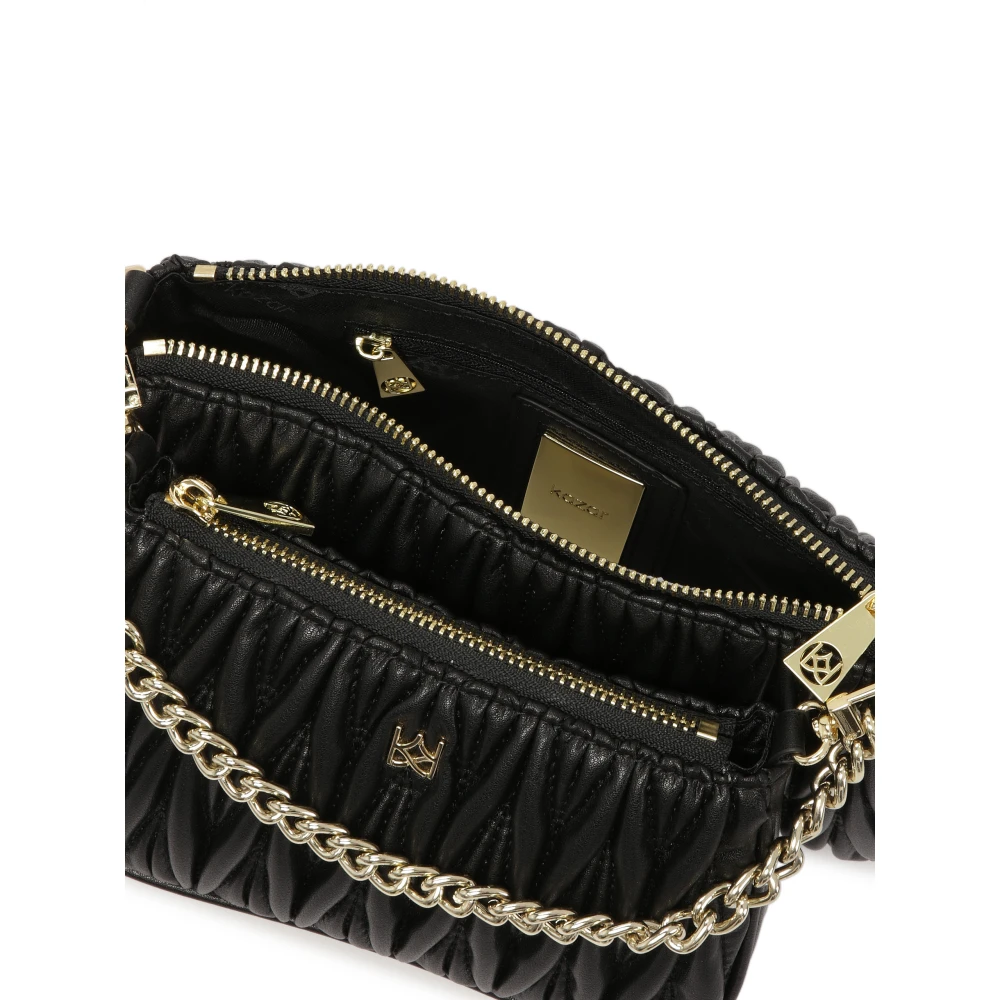 Kazar Zwarte driestuks handtas met een opvallend patroon Black Dames