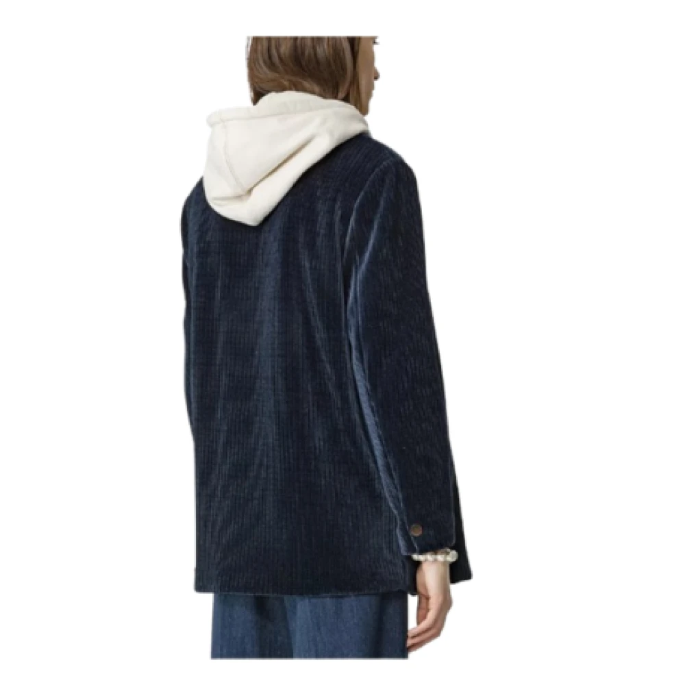 Forte Fluweel Geribbelde Jersey Jas Blue Dames