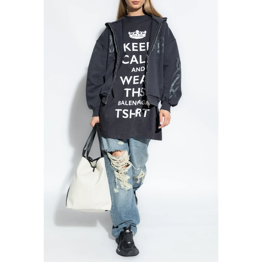 Balenciaga Oversized T-shirt Gray Dames
