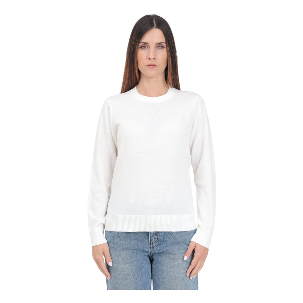 Armani Exchange Geborduurde Crewneck Sweater White Dames