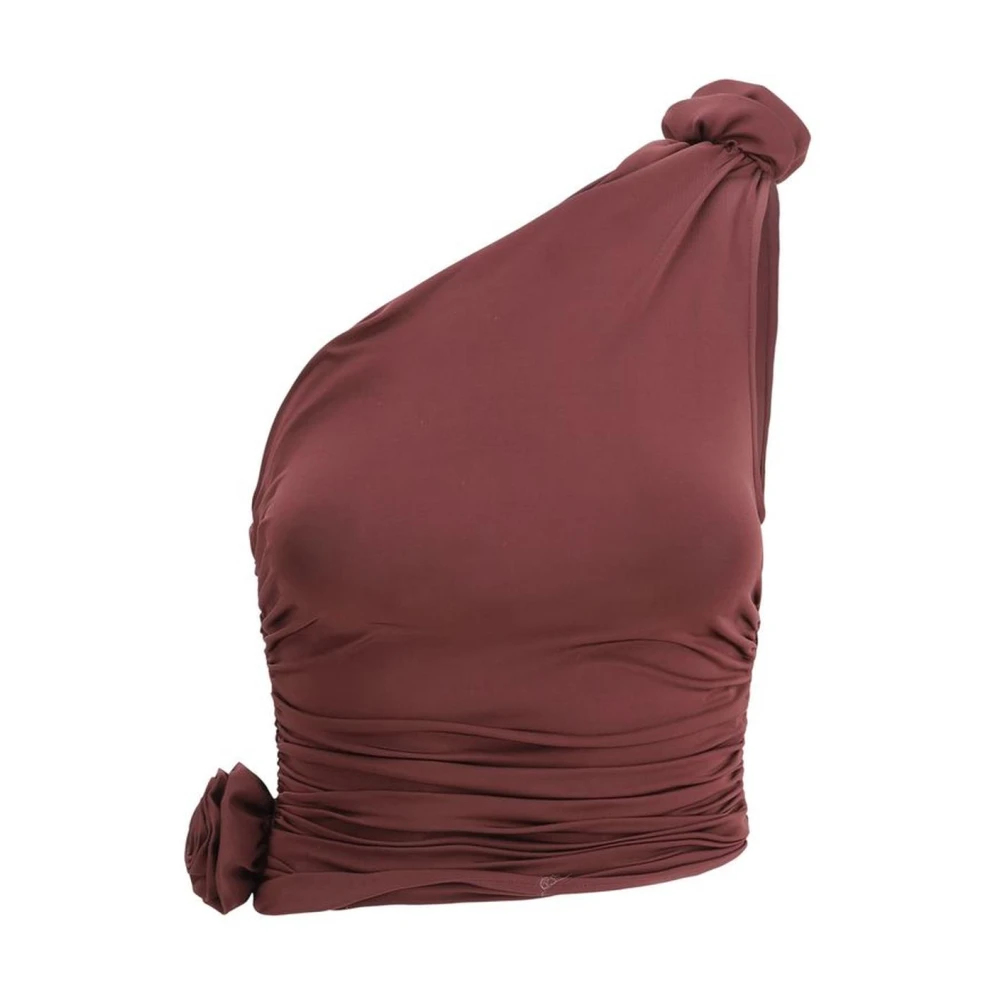 Magda Butrym Top met één schouder en rozen-detail Red Dames
