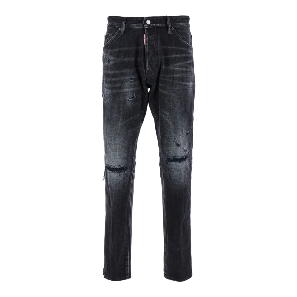 Dsquared2 Zwarte Ripped Jeans Regular Fit Black Heren