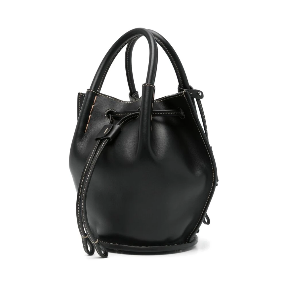 TOD'S Zwarte Handtas met Trekkoord en Handvatten Black Dames
