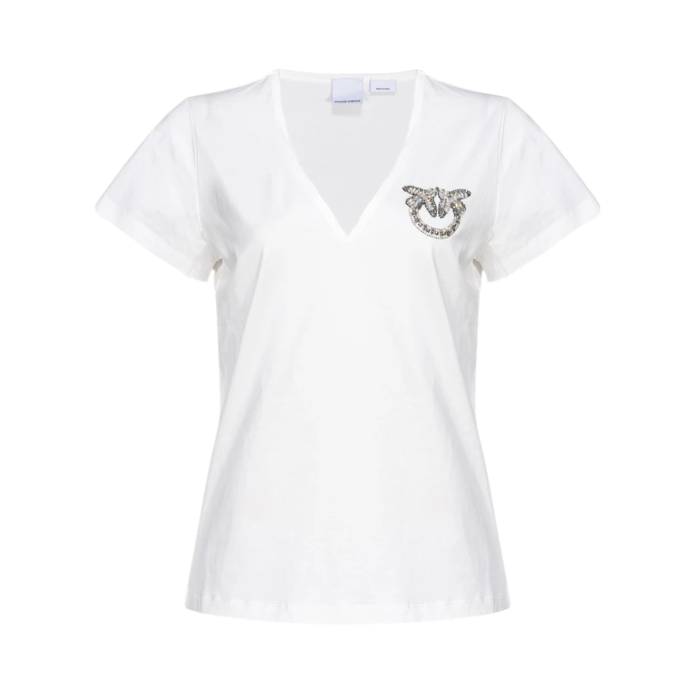 Pinko Witte Love Birds T-shirts en Polos White Dames