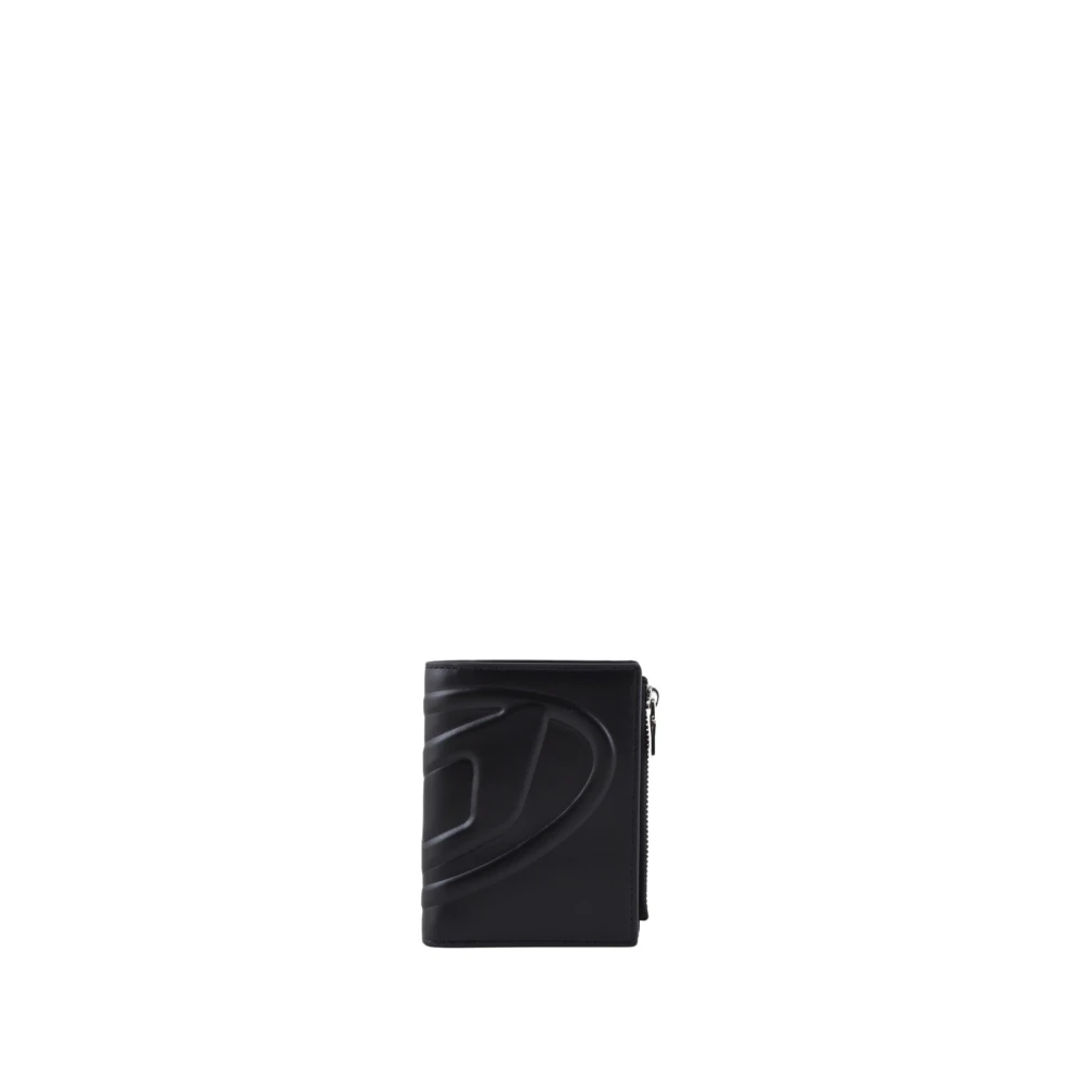 Diesel Small leather wallet with embossed logo Black Dames