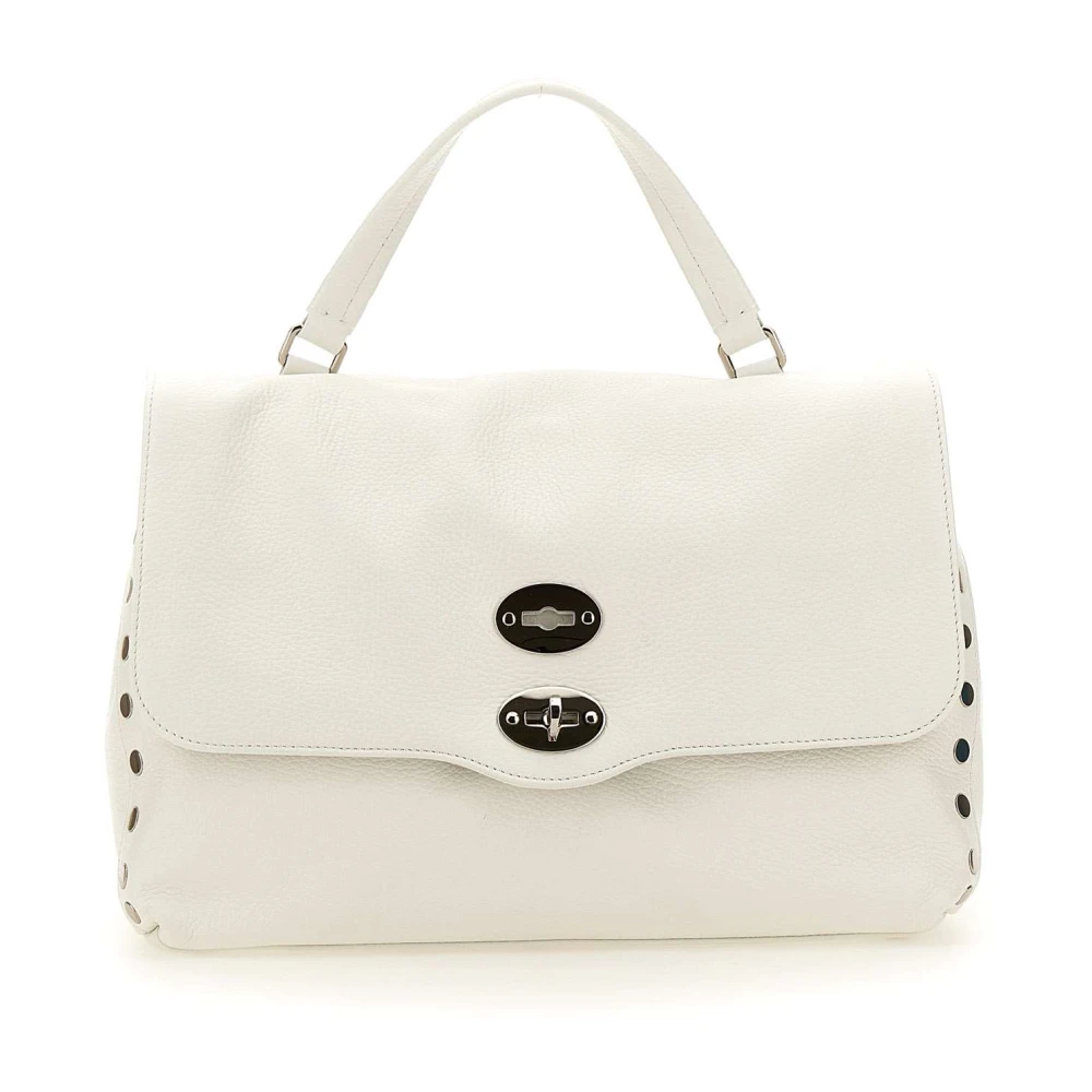 Zanellato Witte handtas van generfd leer met draaimechanisme White Dames
