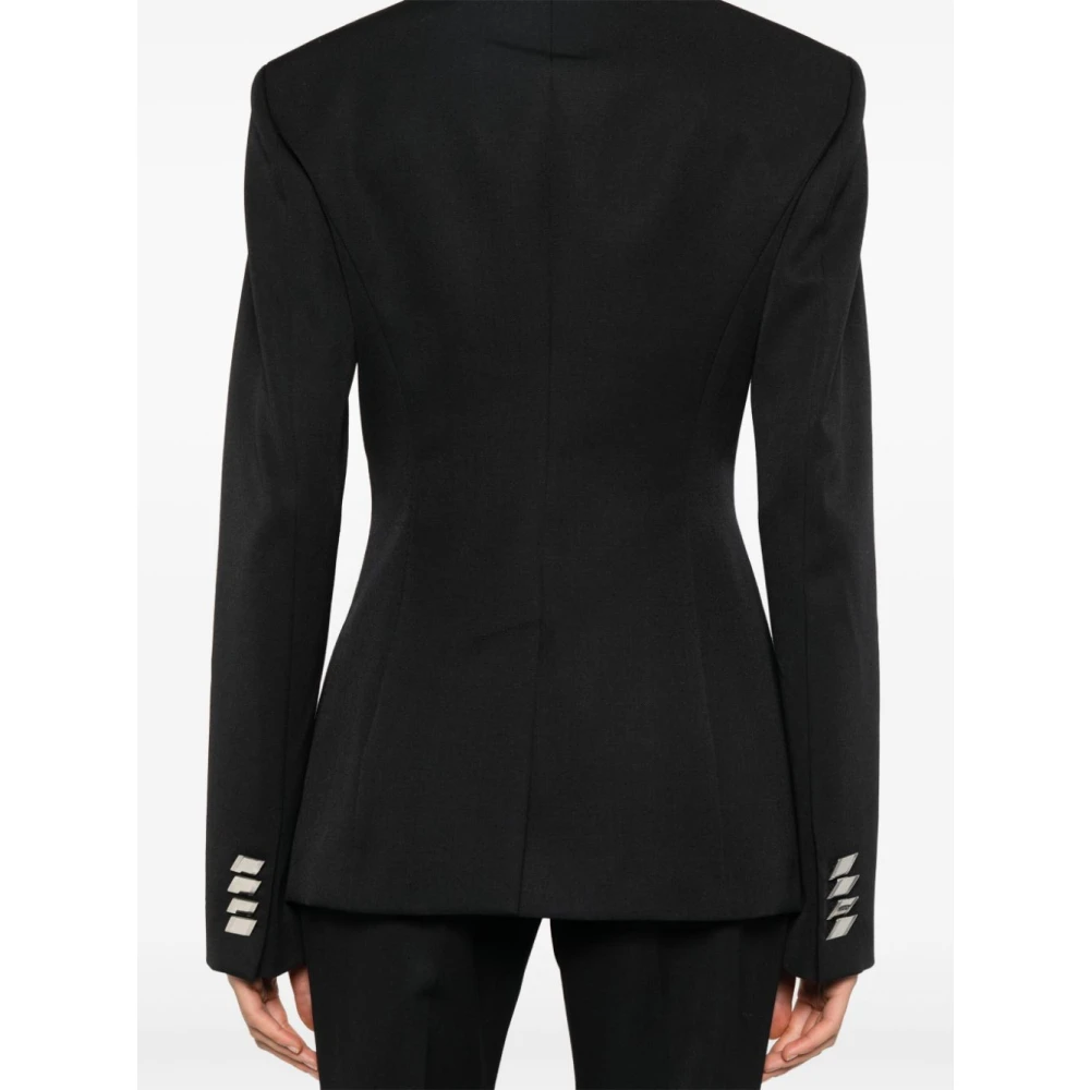 The Attico Zwarte Wollen Blazerjurk Aw24 Black Dames