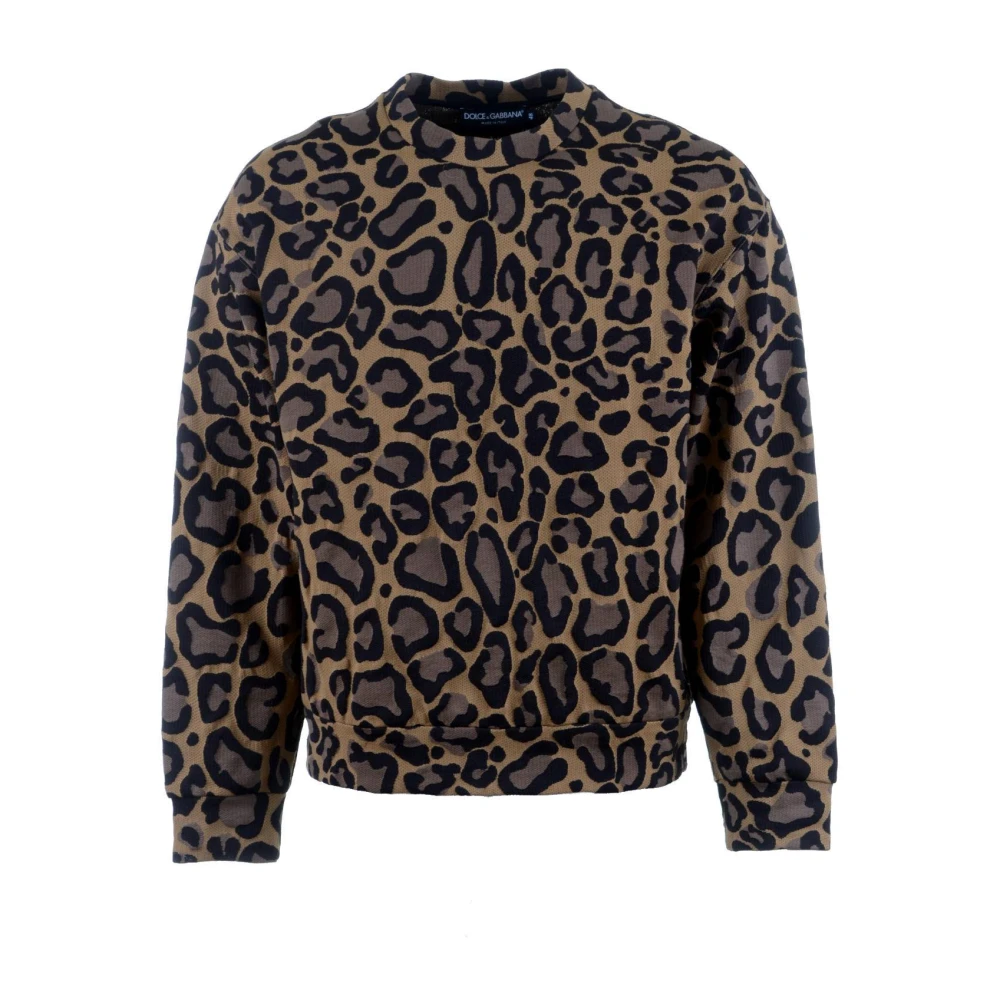 Dolce & Gabbana Dierenprint Jacquard Sweatshirt Brown Heren