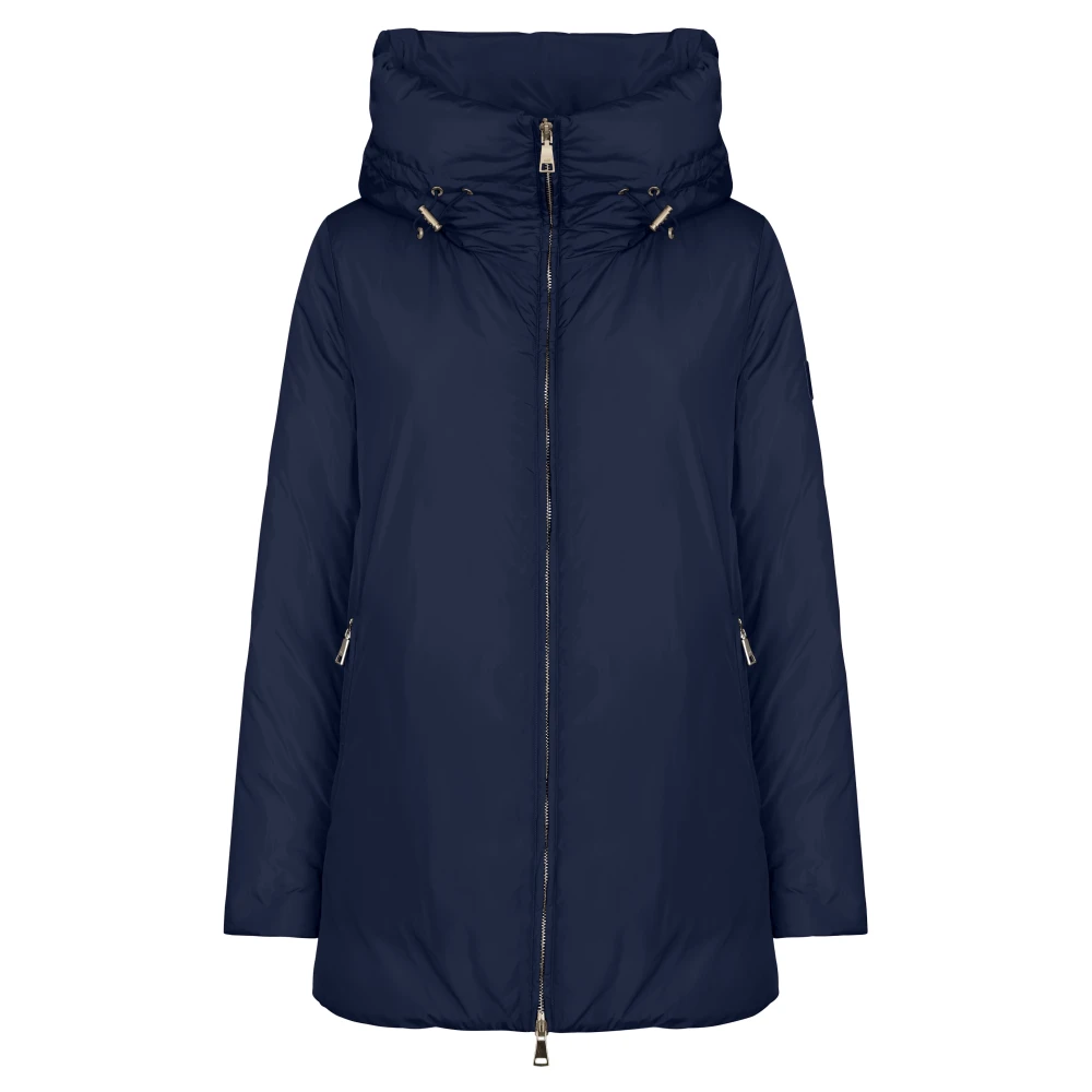 Add A-Lijn IN Glanzend Nylon MET Capuchon Blue Dames