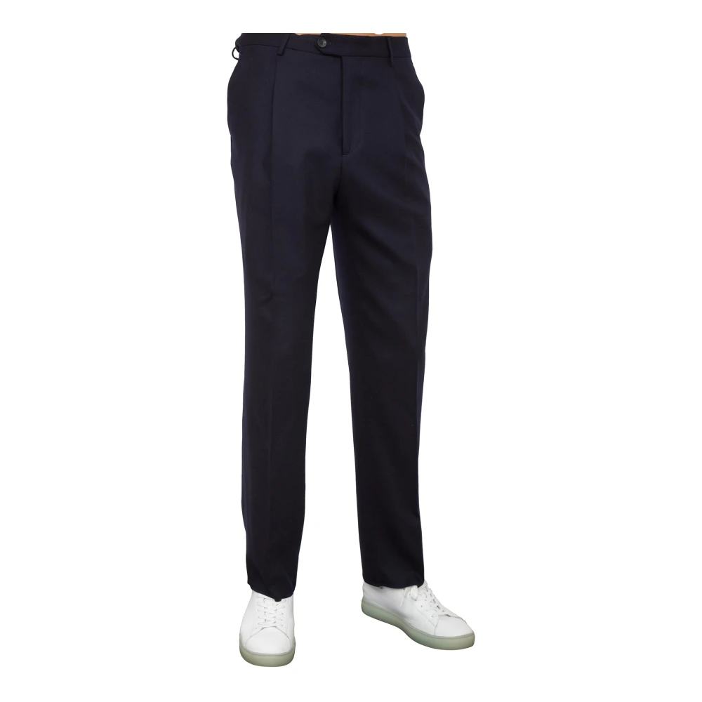 ETRO Blauwe Single Pleat Broek Blue Heren
