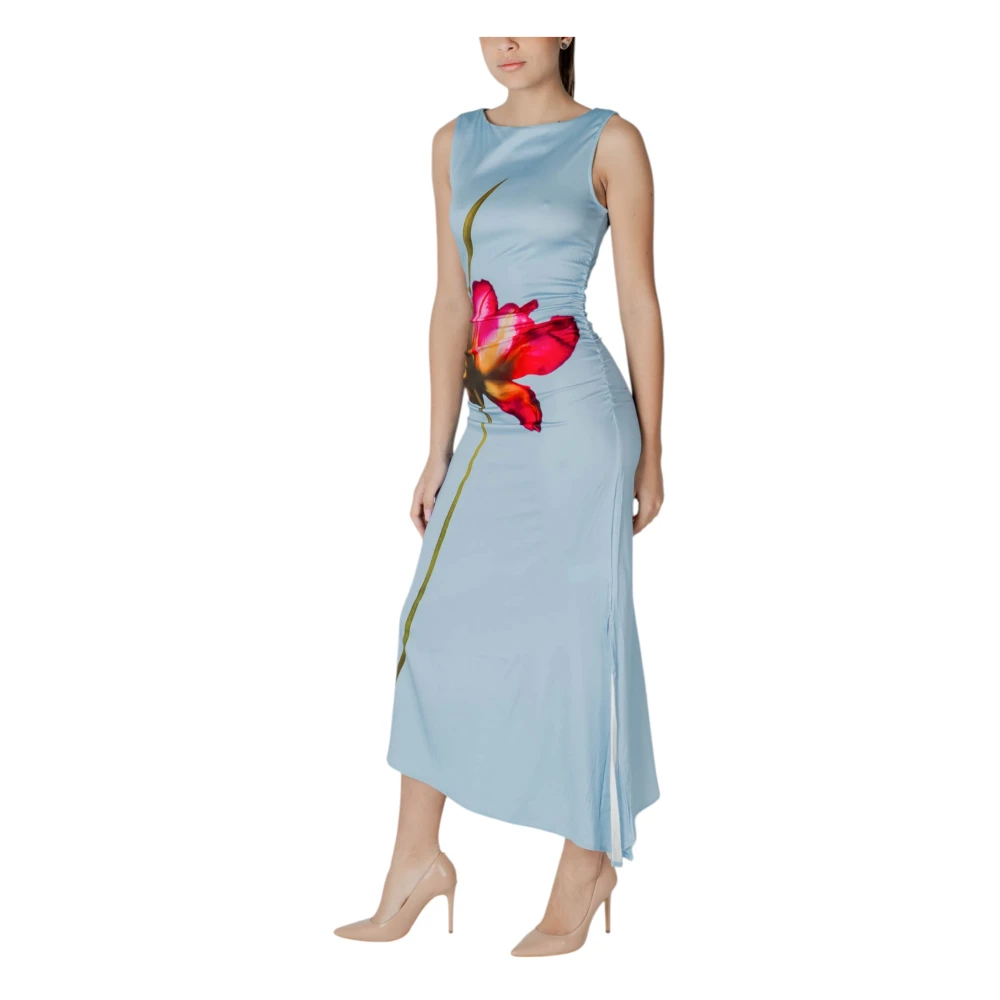 Desigual Bloemen bootnek jurk Blue Dames
