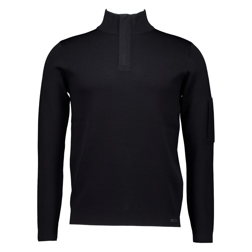 Genti Turtle Zip Sweater Zwart Black Heren