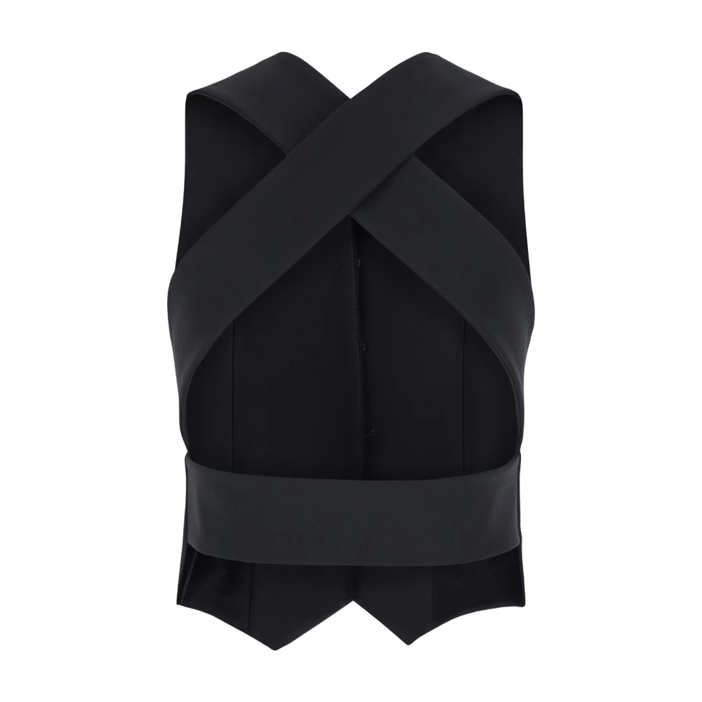 Philosophy di Lorenzo Serafini Zwarte V-hals top met blote rug ontwerp Black Dames