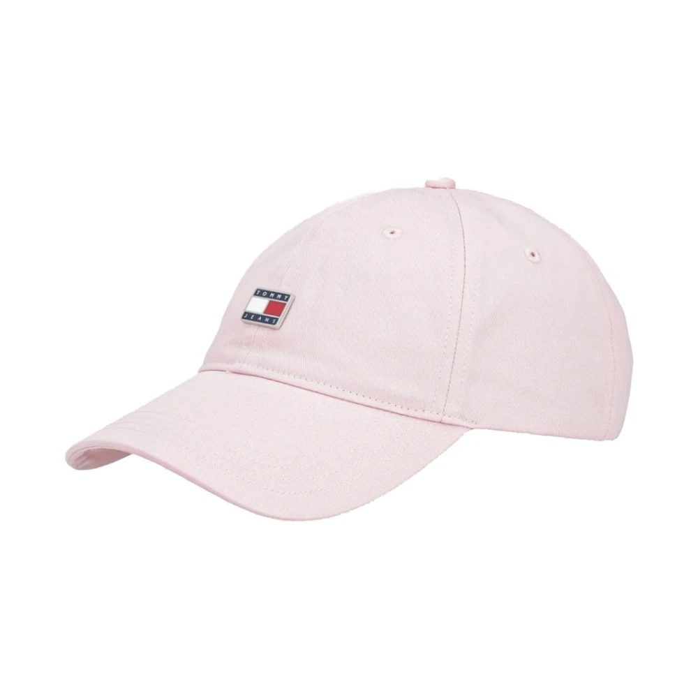 Tommy Jeans Pu katoen Heritage Plaque Cap Pink Dames