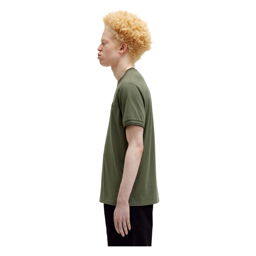 Fred Perry Groene Contrasterende Hals Tee Green Heren